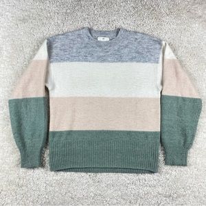 H&M Women Sweater Knit Pullover Fall Winter Color Blocked Crew Neck Extra Small
